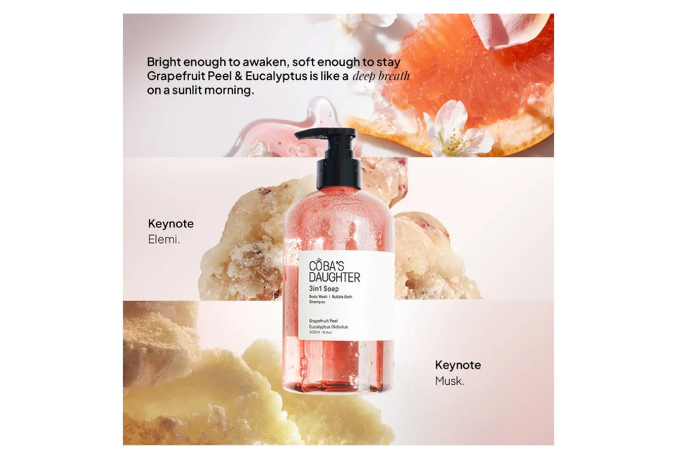 Gel Tắm Rửa tay Tắm Bồn CoBa's Daughter 3in1 Bodywash, Hand Wash and Bubble Bath 500ml với hương Bưởi và Eucalyptus Globulus. Sản phẩm mang lại cảm giác tươi mới và thư giãn, là lựa chọn hoàn hảo cho chăm sóc cơ thể.