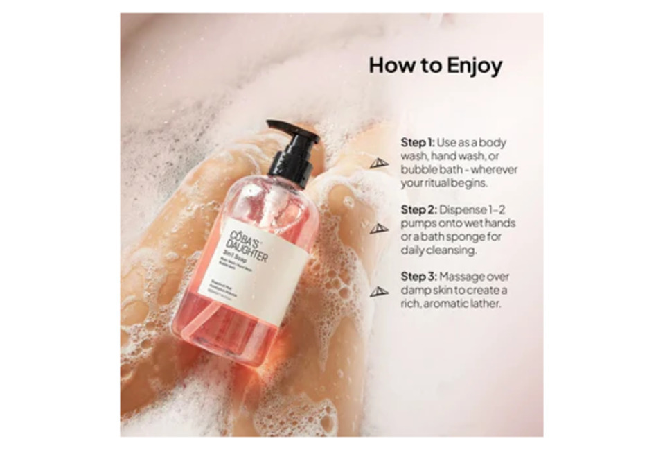 Hướng dẫn sử dụng Gel Tắm Rửa tay Tắm Bồn CoBa's Daughter 3in1 Bodywash 500ml - Grapefruit Peel & Eucalyptus Globulus. Bước 1: Sử dụng như gel tắm, rửa tay hoặc tắm bồn. Bước 2: Lấy 1-2 lần bơm lên tay hoặc bông tắm. Bước 3: Mát xa lên da để tạo bọt thơm.