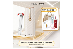 Combo Mịn Mát và Trẻ Hóa gồm thiết bị làm đẹp halio và các sản phẩm kèm theo. Giảm ngay 10% với mã "BEAUTY10" cho đơn hàng từ 500K, tổng giá trị ưu đãi lên đến 2.450K.