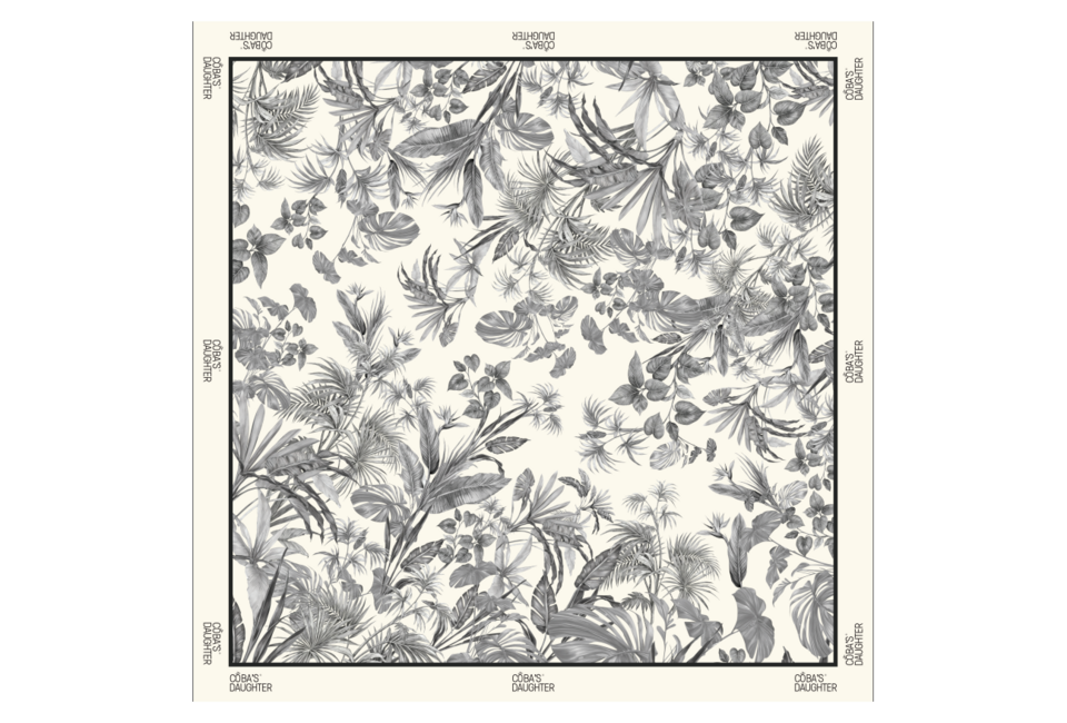 Khăn Lụa Coba's Daughter Silk Scarf 68x68cm với họa tiết thực vật tươi mát, phù hợp cho nhiều phong cách thời trang, thể hiện sự tinh tế và cá tính riêng.