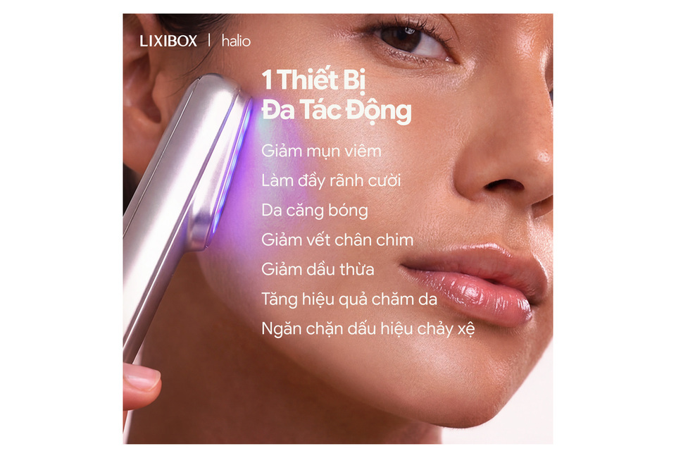 Combo Longevity Halio x Paula's Choice - 1 Thiết Bị Đa Tác Động giúp giảm mụn viêm, làm đầy rãnh cười, căng bóng da, giảm vết chân chim, giảm dầu thừa, tăng hiệu quả chăm da và ngăn chặn dấu hiệu lão hóa.