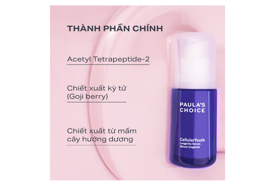 Combo Longevity Halio x Paula's Choice chứa acetyl tetrapeptide-2, chiết xuất từ kỳ tử (goji berry) và chiết xuất từ mâm cày hương dương, mang lại hiệu quả chăm sóc da tối ưu.