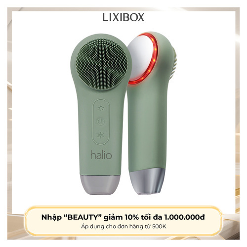 Máy Rửa Mặt Massage Tích Hợp Liệu Pháp Ánh Sáng và Nhiệt Halio Multi-task Cleansing & Massaging Device with Red Blue Light Therapy 5 in 1 - Sage Green