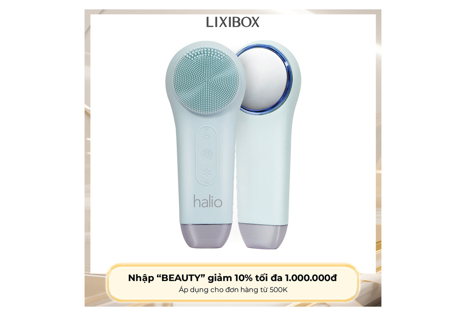 Máy Rửa Mặt Massage Tích Hợp Liệu Pháp Ánh Sáng và Nhiệt Halio Multi-task Cleansing & Massaging Device với công nghệ ánh sáng đỏ và xanh, mang đến làn da sạch sẽ, tươi sáng, thanh lọc và trẻ hóa.