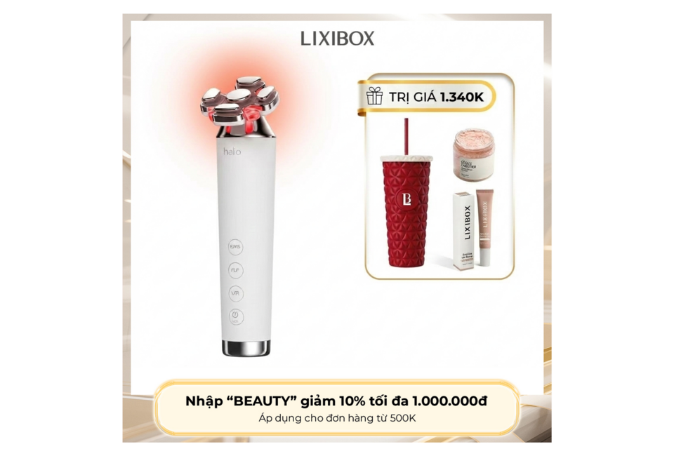 Máy Nâng Cơ, Giảm Mỡ Mặt & Trẻ Hoá Da kết hợp Ánh Sáng Sinh Học Halio RevitaWave Skin Rejuvenator, với các nút điều khiển dễ dàng và đèn LED, là sản phẩm lý tưởng để cải thiện sức khỏe làn da.