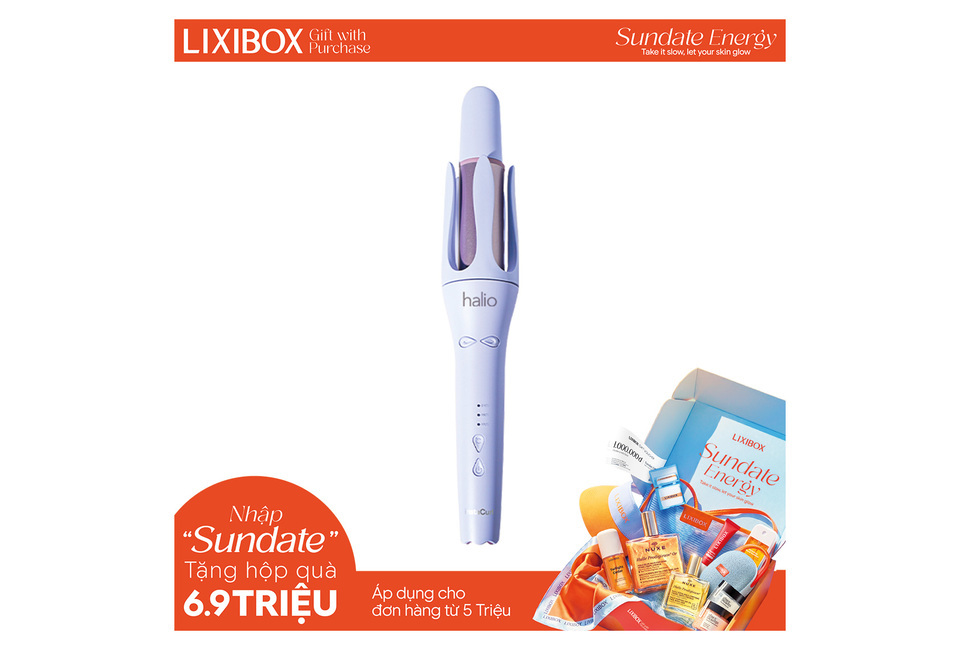 Máy Uốn Tóc Tự Xoay Ion Âm Halio instaCurl Premium Automatic Hair Styler màu Periwinkle với thiết kế hiện đại và tính năng tự động, giúp tạo kiểu tóc nhanh chóng và dễ dàng. Sản phẩm hoàn hảo để có mái tóc bồng bềnh, quyến rũ.