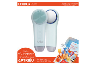 Máy Rửa Mặt Massage Tích Hợp Liệu Pháp Ánh Sáng và Nhiệt Halio Multi-task Cleansing & Massaging Device with Red Blue Light Therapy 5 in 1 - Ice Blue, sản phẩm chăm sóc da tiện lợi với nhiều chức năng, kích thích tuần hoàn máu và làm sạch sâu.