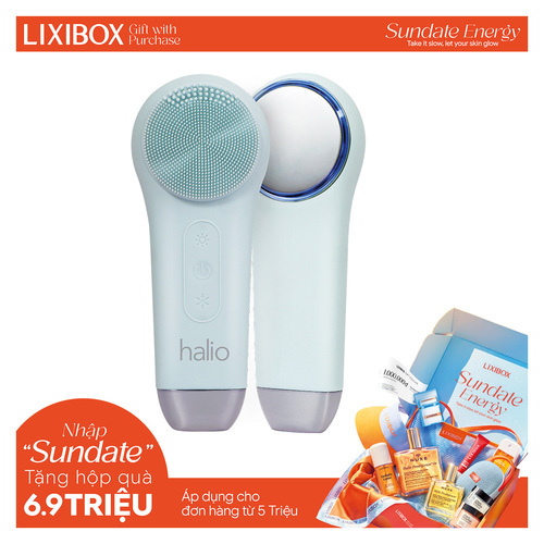 Máy Rửa Mặt Massage Tích Hợp Liệu Pháp Ánh Sáng và Nhiệt Halio Multi-task Cleansing & Massaging Device with Red Blue Light Therapy 5 in 1 - Ice Blue
