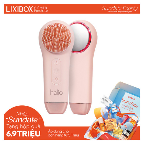 Máy Rửa Mặt Massage Tích Hợp Liệu Pháp Ánh Sáng và Nhiệt Halio Multi-task Cleansing & Massaging Device with Red Blue Light Therapy 5 in 1 - Peach Fuzz