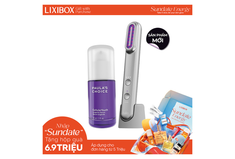 Combo Máy Phức Hợp Ánh Sáng Đa Tầng Halio Pro & Paula’s Choice NAD+ CellularYouth Longevity Serum, một bộ sản phẩm chăm sóc da mang lại hiệu quả tối ưu cho làn da.*