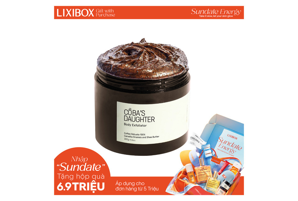 CoBa’s Daughter Body Exfoliator 300gr với lớp kem tẩy tế bào chết từ Coffee Robusta 100% và Shea Butter, giúp làn da mịn màng và tươi sáng.