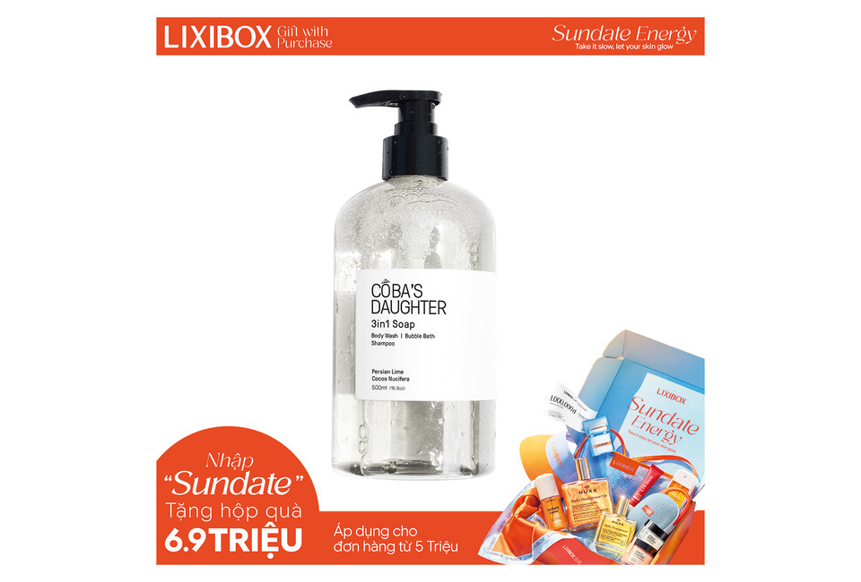 Gel Tắm Rửa tay Tắm Bồn CoBa's Daughter 3in1 Bodywash, Hand Wash and Bubble Bath 500ml - Persian Lime & Cocos Nucifera, chai trong suốt với thiết kế hiện đại, chứa tinh dầu Persian Lime và Cocos Nucifera, mang lại cảm giác tươi mát và dễ chịu cho làn da.