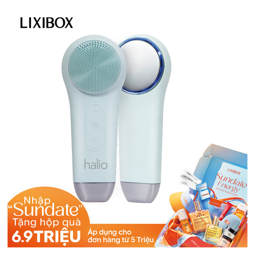 Máy Rửa Mặt Massage Tích Hợp Liệu Pháp Ánh Sáng và Nhiệt Halio Multi-task Cleansing & Massaging Device with Red Blue Light Therapy 5 in 1 - Ice Blue