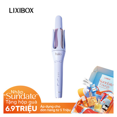 Máy Uốn Tóc Tự Xoay Ion Âm Halio instaCurl Premium Automatic Hair Styler Periwinkle
