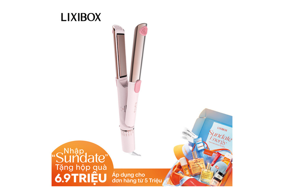 Máy Tạo Kiểu Halio 2in1 Airplus Hair Styler có thiết kế tinh tế màu hồng, tích hợp tính năng uốn và duỗi tóc tiện lợi, phù hợp cho mọi phong cách. Thông báo chương trình khuyến mãi áp dụng cho đơn hàng từ 5 triệu.