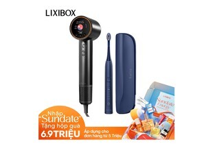 Combo Tóc Đẹp – Cười Xinh bao gồm máy sấy halio, bàn chải đánh răng điện halio và nhiều sản phẩm chăm sóc sắc đẹp khác, kèm theo chương trình khuyến mãi hấp dẫn.