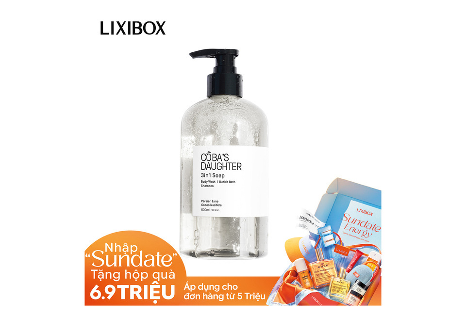 Gel Tắm Rửa tay Tắm Bồn CoBa's Daughter 3in1 Bodywash, Hand Wash and Bubble Bath 500ml với hương thơm của Persian Lime & Cocos Nucifera, kết hợp chức năng rửa tay, tắm bồn và gội đầu.
