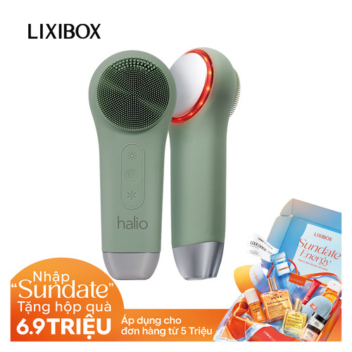 Máy Rửa Mặt Massage Tích Hợp Liệu Pháp Ánh Sáng và Nhiệt Halio Multi-task Cleansing & Massaging Device with Red Blue Light Therapy 5 in 1 - Sage Green