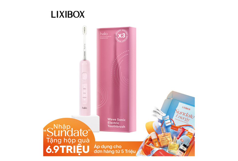 Bàn chải điện tích hợp công nghệ chuyển động kép Halio Wave Sonic Electric Toothbrush - Pink Whisper, với thiết kế đẹp mắt và công nghệ tiên tiến, đảm bảo mang lại hiệu quả chăm sóc răng miệng tốt nhất.