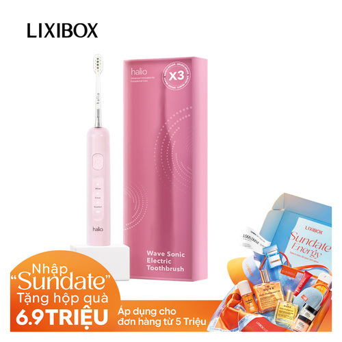 Bàn chải điện tích hợp công nghệ chuyển động kép Halio Wave Sonic Electric Toothbrush - Pink Whisper