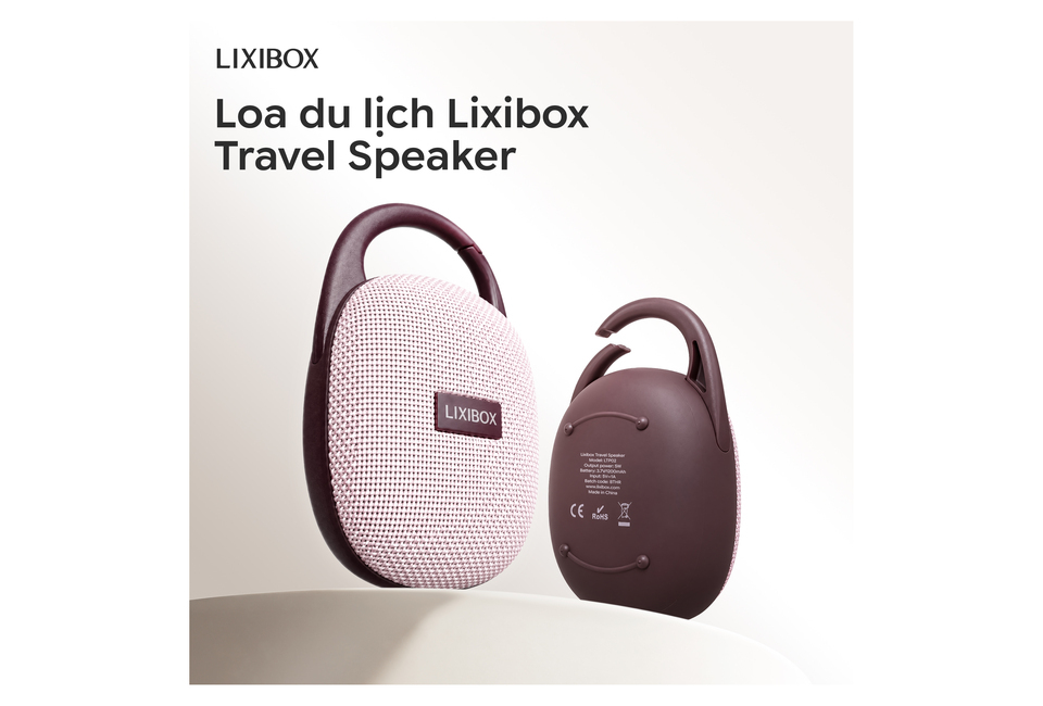 Loa du lịch Lixibox Travel Speaker - màu Rosy Brown, thiết kế nhỏ gọn, chất liệu bền, với tay cầm tiện lợi, phù hợp cho những chuyến đi và hoạt động ngoài trời.