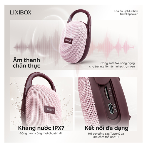 Loa du lịch Lixibox Travel Speaker - Rosy Brown