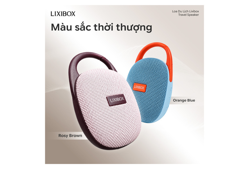 Loa du lịch Lixibox Travel Speaker - Rosy Brown nổi bật với thiết kế hiện đại, màu sắc trẻ trung và âm thanh sắc nét, lý tưởng cho các chuyến đi.