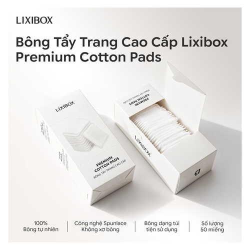 Bông Tẩy Trang Lixibox Premium Cotton Pads 50 Miếng