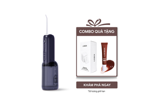 Máy Tăm Nước 2 Bình Thay Thế Halio UltraClean Express Hydro Floss Phiên Bản Nâng Cấp Dành Cho Răng Niềng - Ocean Blue kèm theo combo quà tặng với sản phẩm LIXIBOX Premium Cotton Pads và Peptide Lip Symo, tiện lợi cho việc chăm sóc răng miệng và làm đẹp.